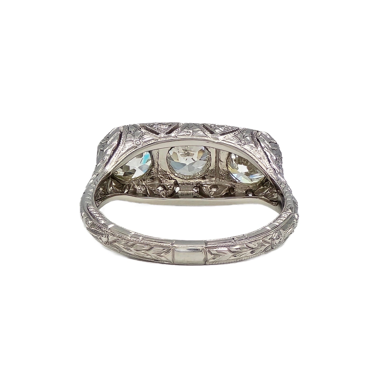 Whitehouse Brothers 3 European Cut Diamond Ring in Platinum