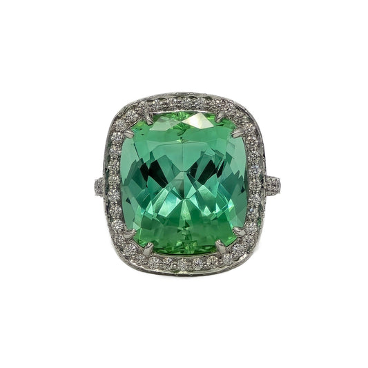 17.57 Carat Tourmaline and Diamond Ring in Platinum