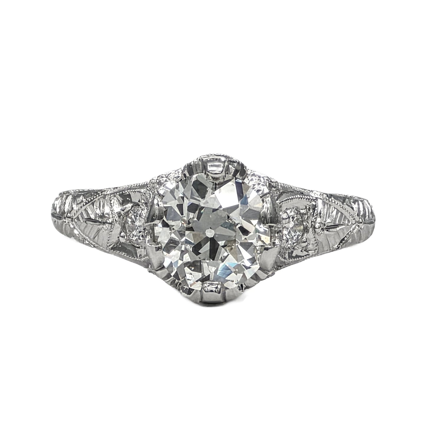 1.54Ct K/SI2 European Cut Diamond Ring in Platinum by Whitehouse Brothers