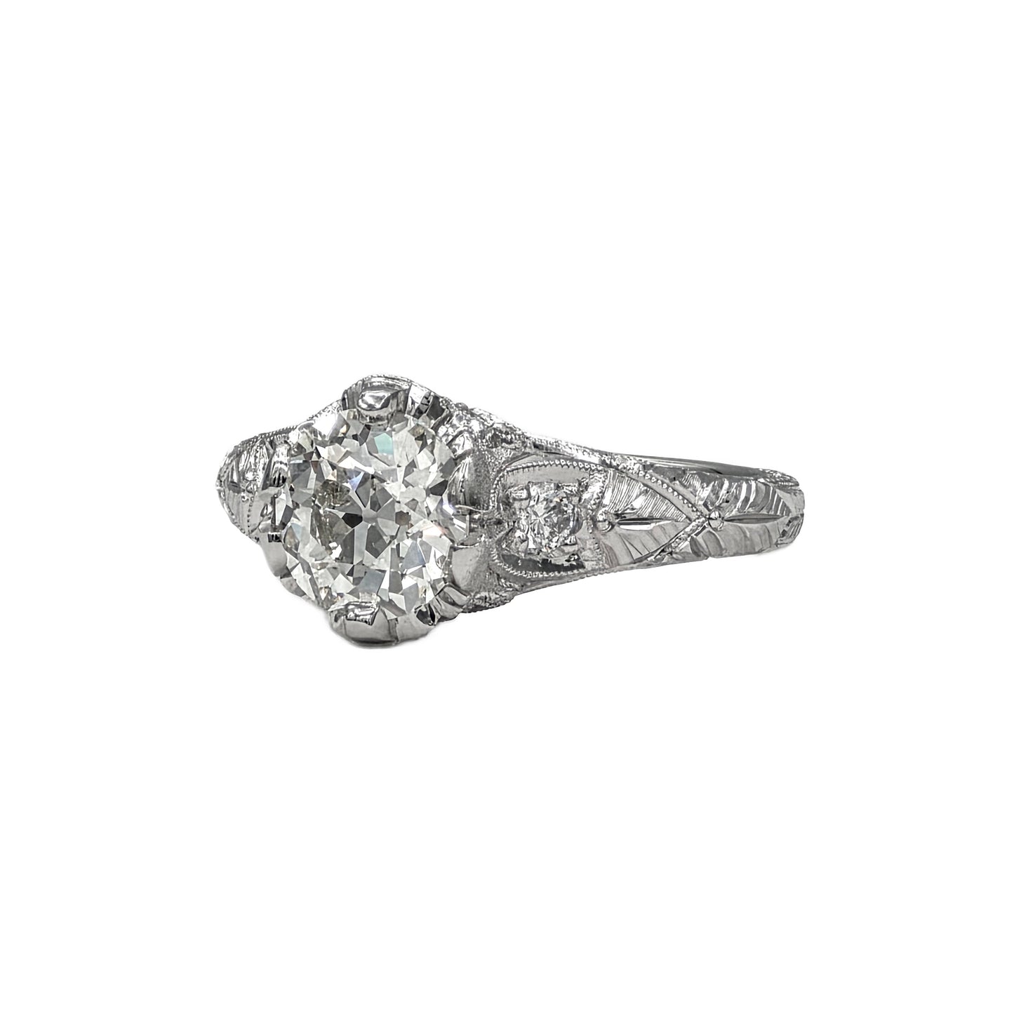 1.54Ct K/SI2 European Cut Diamond Ring in Platinum by Whitehouse Brothers