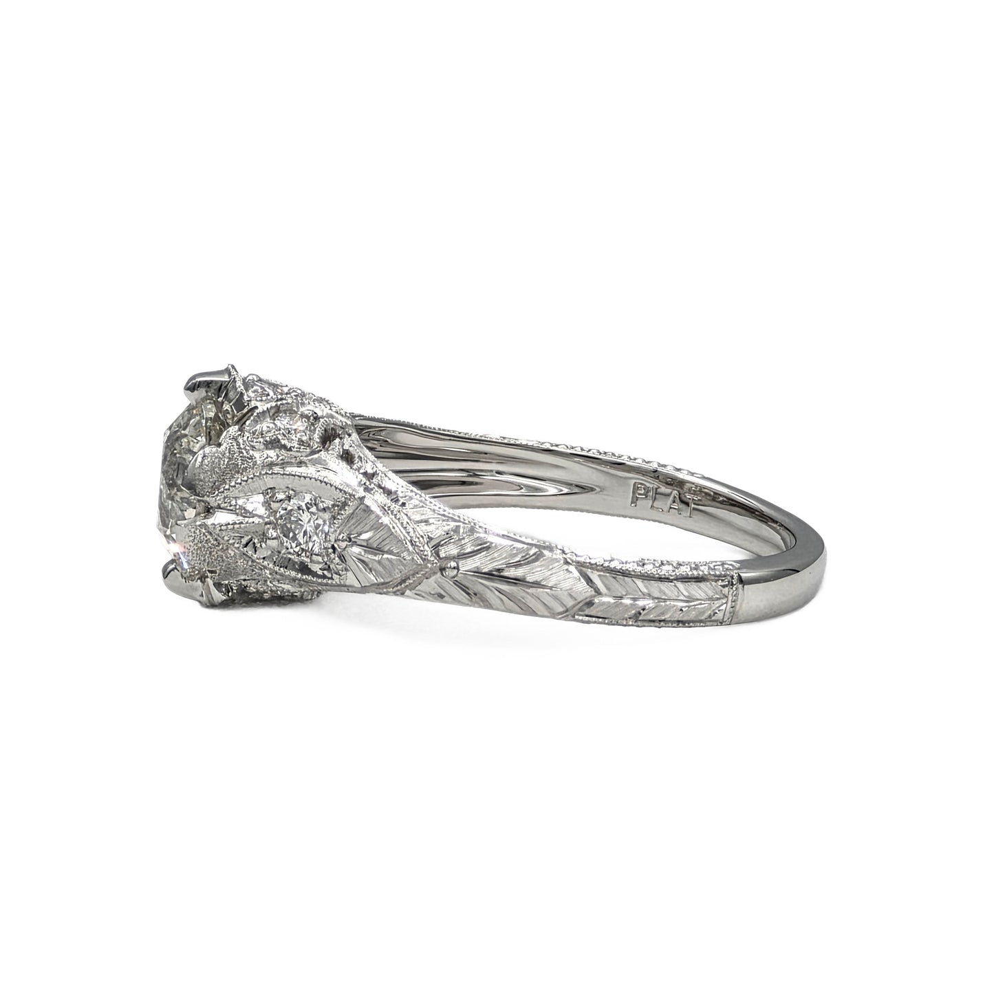 1.54Ct K/SI2 European Cut Diamond Ring in Platinum by Whitehouse Brothers