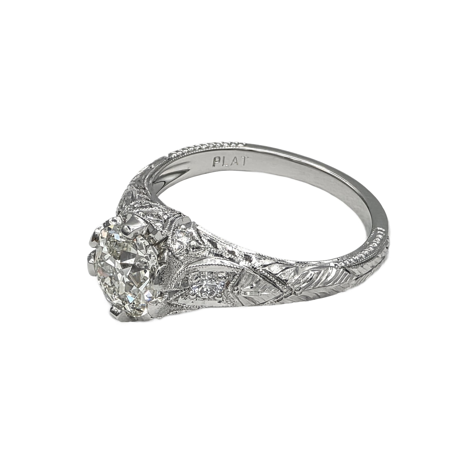 1.54Ct K/SI2 European Cut Diamond Ring in Platinum by Whitehouse Brothers