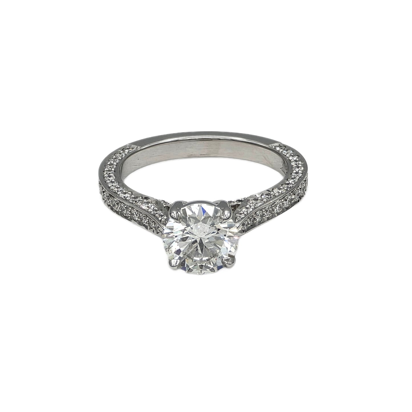 1.50Ct G color, SI2 clarity Round Brilliant Cut Diamond Ring in platinum