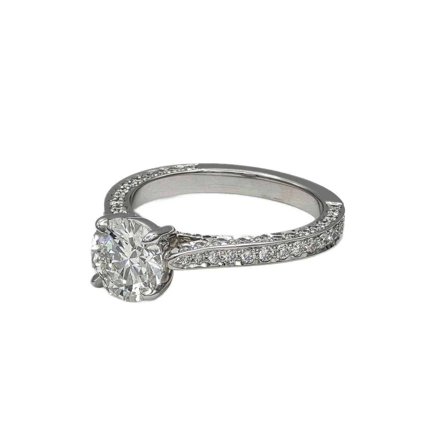 1.50Ct G color, SI2 clarity Round Brilliant Cut Diamond Ring in platinum