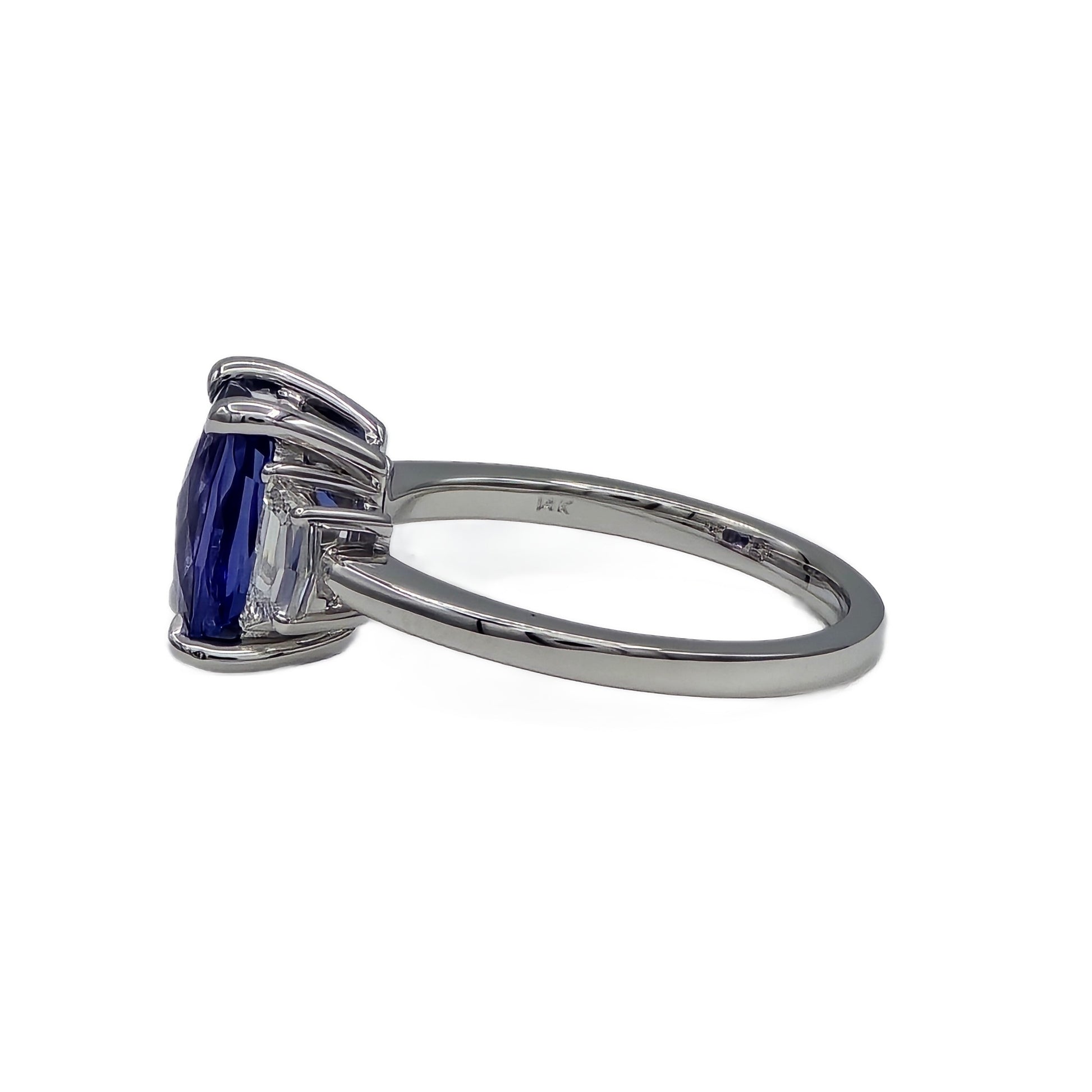 Tanzanite and Diamond Ring in 14K White Gold