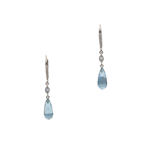 aquamarine briolette and diamond earrings